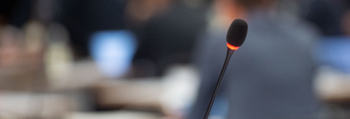 Symbolbild Kantonsrat: Mikrofon w&auml;hrend der Sessionen